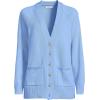 Lands’ End Women’s Drifter Varsity Vneck Relaxed Cardigan Sweater(Clear Blue Sky)