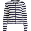 Lands’ End Women’s Fine Gauge Cotton Milano Blazer Sweater(Fresh Ivory/Navy Breton Stripe)