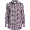 Lands’ End Women’s Flannel Boyfriend Fit Long Sleeve Shirt(Burgundy/Lilac Mini Check)