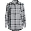 Lands’ End Women’s Flannel Boyfriend Fit Long Sleeve Shirt(Gray/Black Large Plaid)