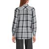 Lands’ End Women’s Flannel Boyfriend Fit Long Sleeve Shirt(Gray/Black Large Plaid)