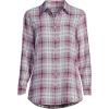 Lands’ End Women’s Flannel Boyfriend Fit Long Sleeve Shirt(Ivory/Light Raspberry Plaid)
