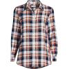 Lands’ End Women’s Flannel Boyfriend Fit Long Sleeve Shirt(Navy/Bourbon Plaid)