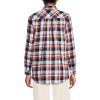 Lands’ End Women’s Flannel Boyfriend Fit Long Sleeve Shirt(Navy/Bourbon Plaid)