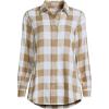Lands’ End Women’s Flannel Boyfriend Fit Long Sleeve Shirt(Rich Camel Buffalo Check)