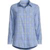 Lands’ End Women’s Flannel Boyfriend Fit Long Sleeve Shirt(Sea Spray Blue Plaid)