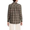 Lands’ End Women’s Flannel Boyfriend Fit Long Sleeve Shirt(Sunwashed Olive Multi Plaid)