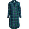 Lands’ End Women’s Flannel Long Sleeve Sleepshirt Nightgown(Light Emerald Blackwatch)