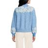 Lands’ End Women’s Fuzzy Turtleneck Lantern Sleeve Jacquard Sweater(Clear Blue Sky Heather)