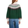 Lands’ End Women’s Fuzzy Turtleneck Lantern Sleeve Jacquard Sweater(Pine Valley Fairisle)