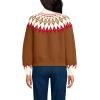 Lands’ End Women’s Fuzzy Turtleneck Lantern Sleeve Jacquard Sweater(Rich Ginger Brown Fairisle)