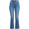 Lands’ End Women’s High Rise Denim Button Front Kick Flare Crop Jeans(Indigo Tide Blue)