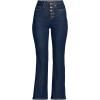 Lands’ End Women’s High Rise Denim Button Front Kick Flare Crop Jeans(River Rinse)
