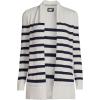 Lands’ End Women’s Long Sleeve Open Long Cardigan Sweater(Ivory Placed Stripe)
