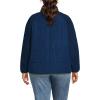 Lands’ End Women’s Mixed Media Sherpa Fleece Jacket(Deep Sea Navy/Spruce)