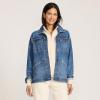 Lands’ End Women’s Oversized Denim Trucker Jacket(Indigo Tide Blue)