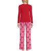 Lands’ End Women’s Pajama Set Knit Long Sleeve T-Shirt and Flannel Pants(Aurora Pink/Red Bows)