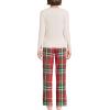 Lands’ End Women’s Pajama Set Knit Long Sleeve T-Shirt and Flannel Pants(Compass Red/Emerald Plaid)