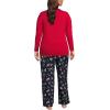 Lands’ End Women’s Pajama Set Knit Long Sleeve T-Shirt and Flannel Pants(Deep Sea Navy Holiday Pups)