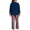 Lands’ End Women’s Pajama Set Knit Long Sleeve T-Shirt and Flannel Pants(Heritage Red Plaid)