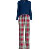 Lands’ End Women’s Pajama Set Knit Long Sleeve T-Shirt and Flannel Pants(Heritage Red Plaid)
