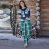 Lands’ End Women’s Pajama Set Knit Long Sleeve T-Shirt and Flannel Pants(Light Emerald Plaid)