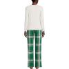 Lands’ End Women’s Pajama Set Knit Long Sleeve T-Shirt and Flannel Pants(Light Emerald Plaid)