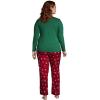 Lands’ End Women’s Pajama Set Knit Long Sleeve T-Shirt and Flannel Pants(Rich Red Cats)