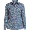 Lands’ End Women’s Pinwale Cord Long Sleeve Shirt(Baltic Teal Ditsy Floral)