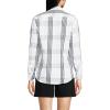Lands’ End Women’s Pinwale Cord Long Sleeve Shirt(Black Offset Plaid)