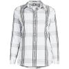 Lands’ End Women’s Pinwale Cord Long Sleeve Shirt(Black Offset Plaid)