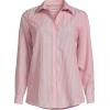 Lands’ End Women’s Pinwale Cord Long Sleeve Shirt(Coral Red Fine Stripes)