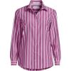 Lands’ End Women’s Pinwale Cord Long Sleeve Shirt(Light Raspberry/White Stripe)
