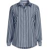 Lands’ End Women’s Pinwale Cord Long Sleeve Shirt(Navy/White Dual Stripe)