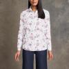 Lands’ End Women’s Pinwale Cord Long Sleeve Shirt(White Paisley Floral)