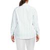 Lands’ End Women’s Pinwale Cord Long Sleeve Shirt(White/Aqua Classic Stripe)