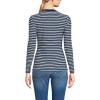 Lands’ End Women’s Polished Rib Tie Henley Top(Deep Sea Navy Dual Stripe)