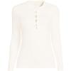 Lands’ End Women’s Polished Rib Tie Henley Top(Ivory)