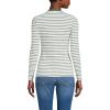 Lands’ End Women’s Polished Rib Tie Henley Top(Spruce Dual Stripe)