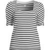 Lands’ End Women’s Puff Sleeve Mariner Square Neck Top(Oyster/Black Breton Stripes)