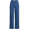 Lands’ End Women’s Recover High Rise Wide Leg Jeans(Laguna Blue With Braided Seam)