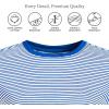 Lands’ End Women’s Relaxed American-Grown Supima Cotton Crew Neck T-Shirt(Cobalt/Ivory Micro Stripe)