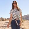 Lands’ End Women’s Relaxed American-Grown Supima Cotton Crew Neck T-Shirt(Ivory/Black Breton Stripe)