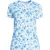 Lands’ End Women’s Relaxed American-Grown Supima Cotton Crew Neck T-Shirt(Serene Blue Painted Floral)