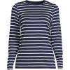 Lands’ End Women’s Relaxed American-Grown Supima Cotton Long Sleeve Crew Neck T-Shirt(Deep Sea Navy Breton Stripe)