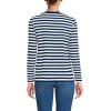 Lands’ End Women’s Relaxed American-Grown Supima Cotton Long Sleeve Crew Neck T-Shirt(Deep Sea Navy Even Stripe)