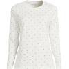 Lands’ End Women’s Relaxed American-Grown Supima Cotton Long Sleeve Crew Neck T-Shirt(Ivory/Black Dot)