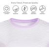 Lands’ End Women’s Relaxed American-Grown Supima Cotton Long Sleeve Crew Neck T-Shirt(Lilac Petal/Ivory Micro Stripe)