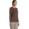 Lands’ End Women’s Relaxed American-Grown Supima Cotton Long Sleeve Crew Neck T-Shirt(Rich Coffee)