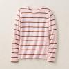 Lands’ End Women’s Relaxed American-Grown Supima Cotton Long Sleeve Crew Neck T-Shirt(Sea Salt Pink/Ginger Stripe)